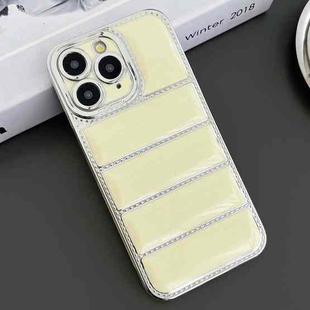 For iPhone 11 Pro Electroplated Silver Edge Eiderdown TPU Phone Case(Yellow)