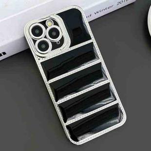 For iPhone 11 Pro Electroplated Silver Edge Eiderdown TPU Phone Case(Black)