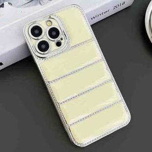 For iPhone 11 Pro Max Electroplated Silver Edge Eiderdown TPU Phone Case(Yellow)