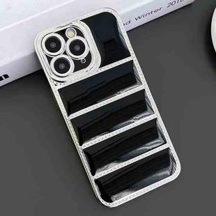 For iPhone 11 Pro Max Electroplated Silver Edge Eiderdown TPU Phone Case(Black)