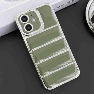 For iPhone 12 Electroplated Silver Edge Eiderdown TPU Phone Case(Green)