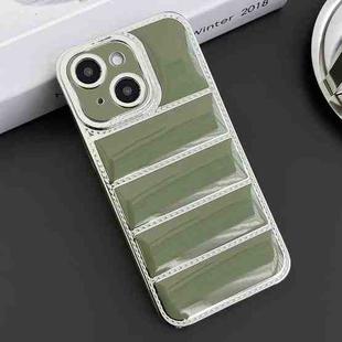 For iPhone 13 Electroplated Silver Edge Eiderdown TPU Phone Case(Green)