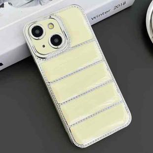 For iPhone 13 Electroplated Silver Edge Eiderdown TPU Phone Case(Yellow)