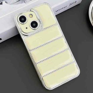 For iPhone 15 Electroplated Silver Edge Eiderdown TPU Phone Case(Yellow)