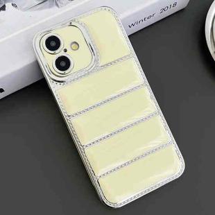 For iPhone 16 Electroplated Silver Edge Eiderdown TPU Phone Case(Yellow)