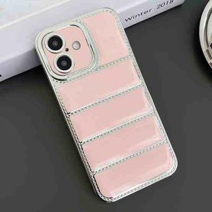 For iPhone 16 Plus Electroplated Silver Edge Eiderdown TPU Phone Case(Pink)