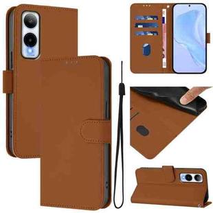 For Cricket Icon 6 Skin Feel Solid Color Leather Phone Case with Lanyard(Brown)