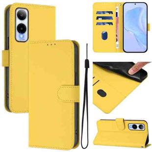 For Cricket Icon 6 Skin Feel Solid Color Leather Phone Case with Lanyard(Lemon Yellow)