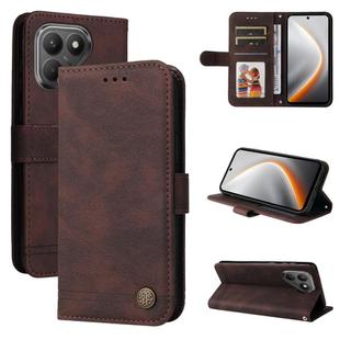 For Tecno Pova 7 5G Skin Feel Life Tree Metal Button Leather Phone Case(Brown)