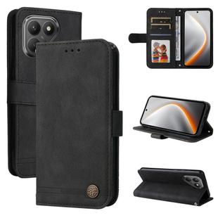 For Tecno Pova 7 5G Skin Feel Life Tree Metal Button Leather Phone Case(Black)