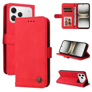 For Tecno Spark 40 4G Skin Feel Life Tree Metal Button Leather Phone Case(Red)