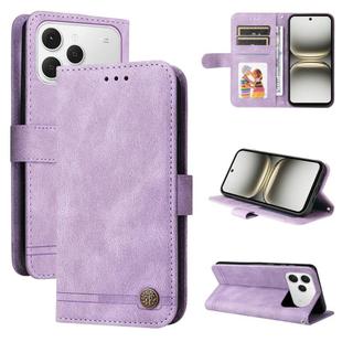 For Tecno Spark 40 4G Skin Feel Life Tree Metal Button Leather Phone Case(Purple)