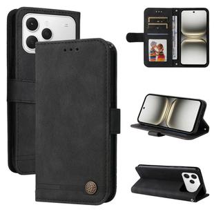For Tecno Spark 40 4G Skin Feel Life Tree Metal Button Leather Phone Case(Black)