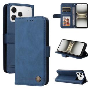 For Tecno Spark 40 4G Skin Feel Life Tree Metal Button Leather Phone Case(Blue)