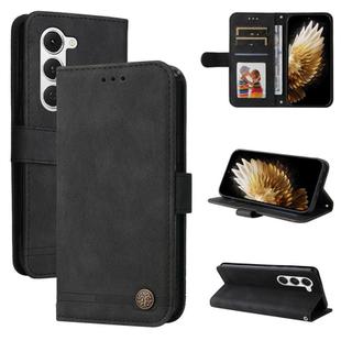 For Tecno Spark 40 Pro  4G Skin Feel Life Tree Metal Button Leather Phone Case(Black)