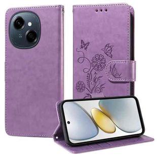 For Tecno Spark Go 1 / Pop 9 / Spark Go 2025 Embossed Butterfly Flowers Leather Phone Case(Purple)