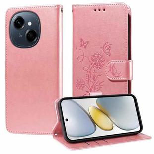 For Tecno Spark Go 1 / Pop 9 / Spark Go 2025 Embossed Butterfly Flowers Leather Phone Case(Rose Gold)