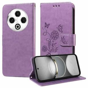 For Tecno Spark 30 4G Embossed Butterfly Flowers Leather Phone Case(Purple)