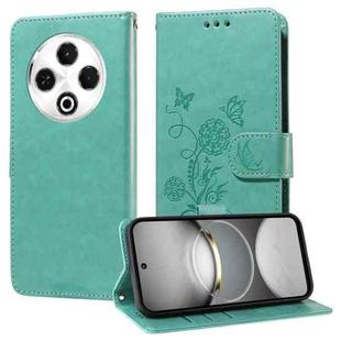 For Tecno Spark 30 4G Embossed Butterfly Flowers Leather Phone Case(Green)