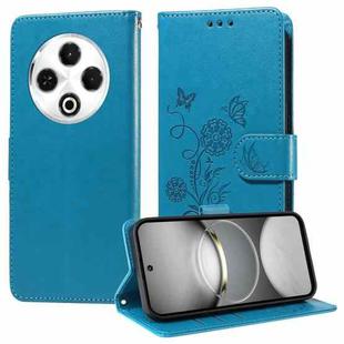 For Tecno Spark 30 4G Embossed Butterfly Flowers Leather Phone Case(Blue)