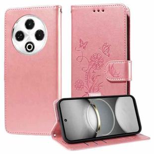 For Tecno Spark 30 4G Embossed Butterfly Flowers Leather Phone Case(Rose Gold)