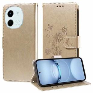 For Tecno Spark 30 5G / Pova 6 Neo 5G Embossed Butterfly Flowers Leather Phone Case(Gold)