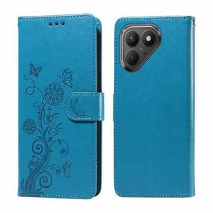 For Tecno Pova 7 5G Embossed Butterfly Flowers Leather Phone Case(Blue)