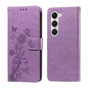 For Tecno Spark 40 Pro  4G Embossed Butterfly Flowers Leather Phone Case(Purple)