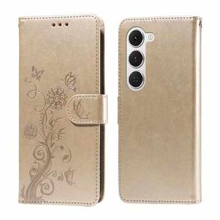 For Tecno Spark 40 Pro  4G Embossed Butterfly Flowers Leather Phone Case(Gold)