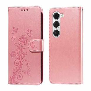 For Tecno Spark 40 Pro  4G Embossed Butterfly Flowers Leather Phone Case(Rose Gold)