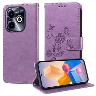 For Infinix Hot 40i Embossed Butterfly Flowers Leather Phone Case(Purple)