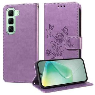 For Infinix Hot 50 5G Embossed Butterfly Flowers Leather Phone Case(Purple)