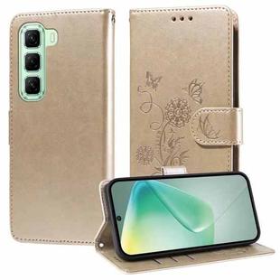 For Infinix Hot 50 5G Embossed Butterfly Flowers Leather Phone Case(Gold)