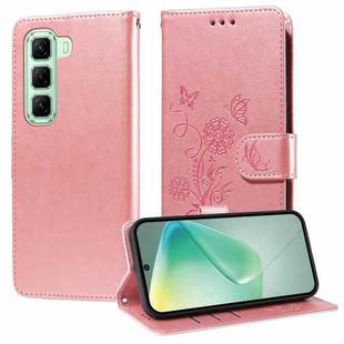 For Infinix Hot 50 5G Embossed Butterfly Flowers Leather Phone Case(Rose Gold)