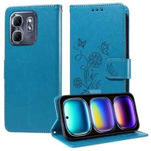 For Infinix Hot 50i / Smart 9 Embossed Butterfly Flowers Leather Phone Case(Blue)