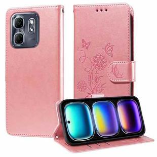 For Infinix Hot 50i / Smart 9 Embossed Butterfly Flowers Leather Phone Case(Rose Gold)