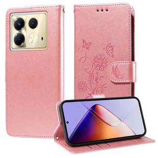 For Infinix Note 40 5G Embossed Butterfly Flowers Leather Phone Case(Rose Gold)