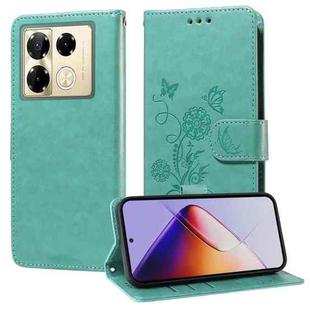 For Infinix Note 40 Pro 4G / 5G / Note 40 Pro+ Embossed Butterfly Flowers Leather Phone Case(Green)