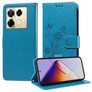 For Infinix Note 40 Pro 4G / 5G / Note 40 Pro+ Embossed Butterfly Flowers Leather Phone Case(Blue)