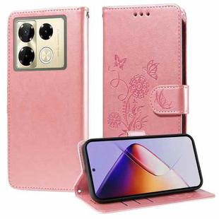 For Infinix Note 40 Pro 4G / 5G / Note 40 Pro+ Embossed Butterfly Flowers Leather Phone Case(Rose Gold)