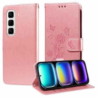 For Infinix Hot 50 Pro+ 4G Embossed Butterfly Flowers Leather Phone Case(Rose Gold)