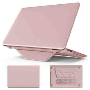 For MacBook Pro 13.3 inch M1 A2338 Business Magnetic Holder PC + PU Laptop Protective Case(Pink)