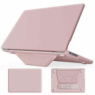 For MacBook Pro 14 inch A2918 / A2992 Business Magnetic Holder PC + PU Laptop Protective Case(Pink)