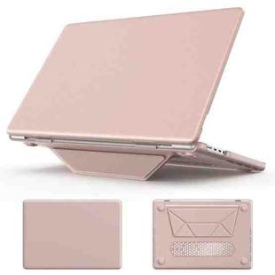 For MacBook Pro 16.2 inch A2991 / A2485 Business Magnetic Holder PC + PU Laptop Protective Case(Pink)