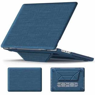 For MacBook Pro 14 inch A2918 / A2992 Fabric Magnetic Holder Laptop Protective Case(Navy Blue)