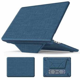 For MacBook Air 13.6 inch A3113 / A2681 Fabric Magnetic Holder Laptop Protective Case(Navy Blue)