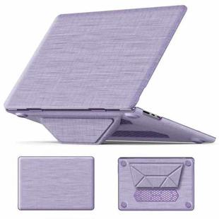 For MacBook Air 15.3 inch A3114 / A2941 Fabric Magnetic Holder Laptop Protective Case(Purple)