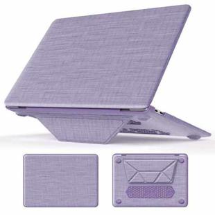 For MacBook Air 13.3 inch A2337 Fabric Magnetic Holder Laptop Protective Case(Purple)