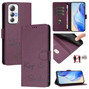 For Cubot Max 5 Smile Embossing RFID Leather Phone Case(Violet)