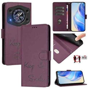 For Cubot A30 Smile Embossing RFID Leather Phone Case(Violet)